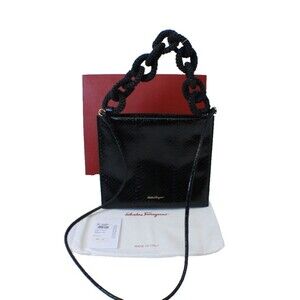 🔥 New Salvatore Ferragamo Black Leather Chain Bag - Stylish & Sophisticated 🔥